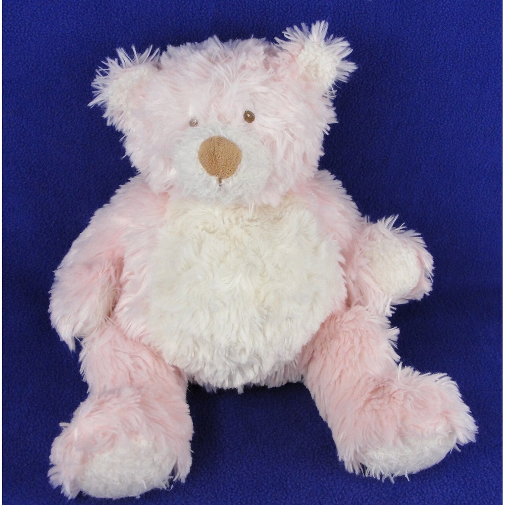 Baby Ganz Pot Belly Bear BELLIFULS Pink White Soft Rattle Stuffed Animal BG2640